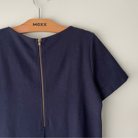 J Crew Striped Knit Shift Tshirt Dress Mini Navy Blue White Size 8 Medium - Picture 6 of 9